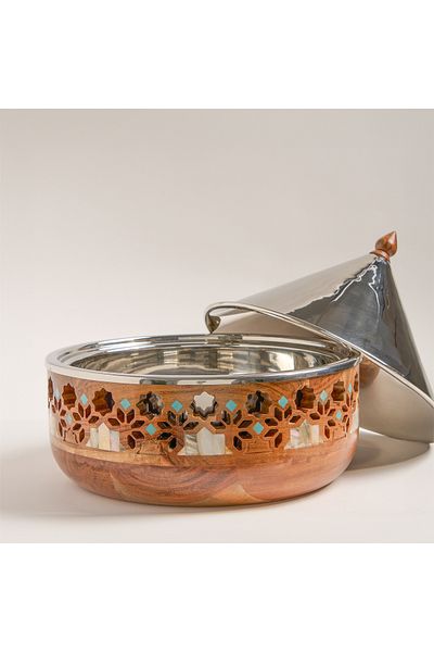 LA MESA big food server in silver metal 3 L