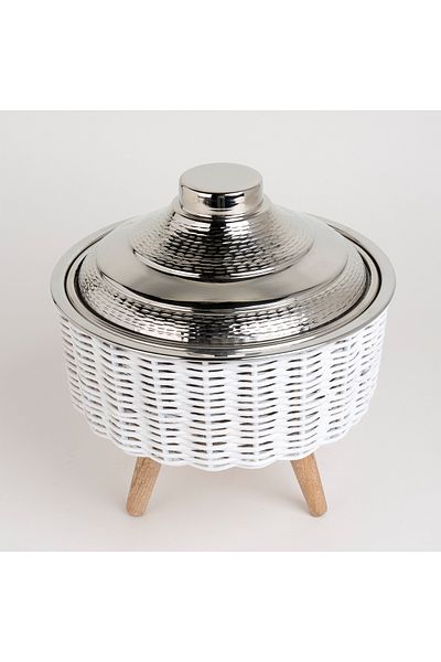LA MESA Small Bamboo Basket With Jar Nickel