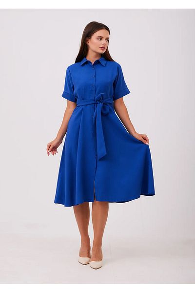 Nura Francy Women's Short Sleeve Cotton Waist Tie Long Dress