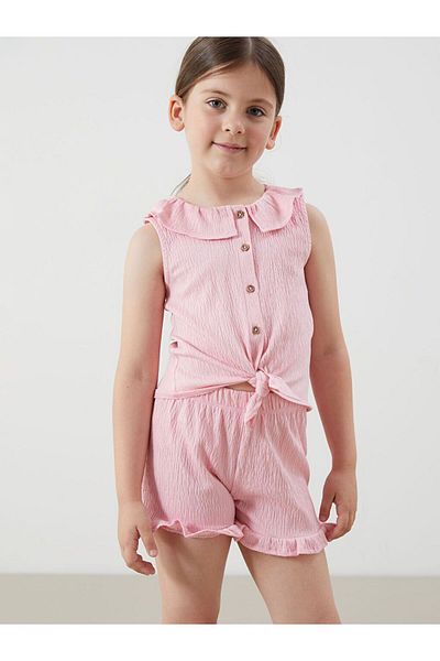 LC Waikiki Lcw Kids Button Girls Blouse and Shorts 2 Pcs