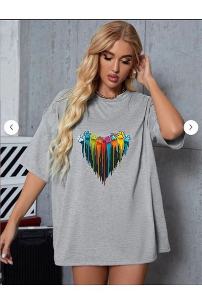 FAEL LİFE Women / Girls Wide Cut Thsort Owersiz Color Patiler Printed