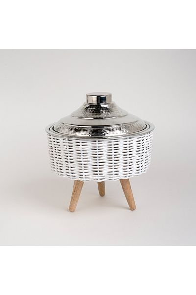 LA MESA Small Bamboo Basket With Jar Nickel