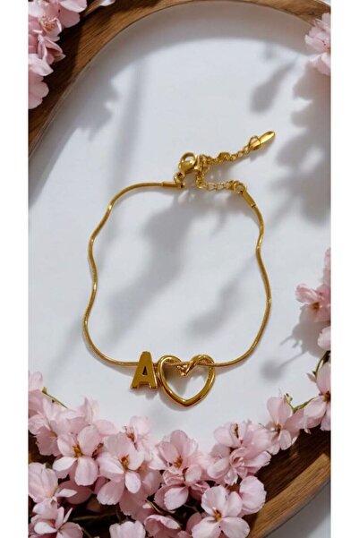 AKSESUARIM Women's Heart Steel Letter Bracelet
