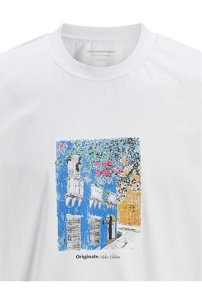 Jack & Jones Tricou JACK & JONES Γραφικά Πρόσοψη Paros - 12273494-Φωτεινό Λευκό