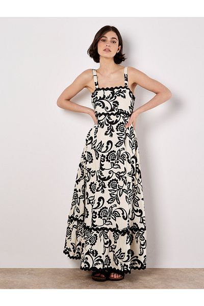Apricot Monochromes Sarasa Maxikleid Mit Blumenmuster