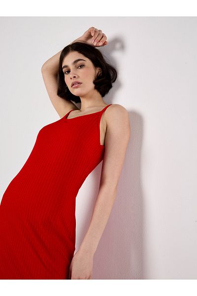 Apricot Maxikleid Aus Geripptem Jersey
