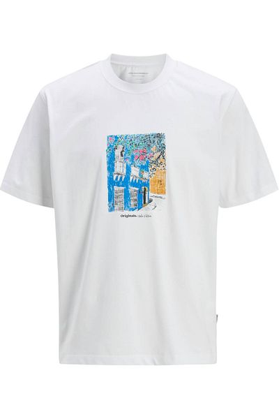 Jack & Jones Tricou JACK & JONES Γραφικά Πρόσοψη Paros - 12273494-Φωτεινό Λευκό