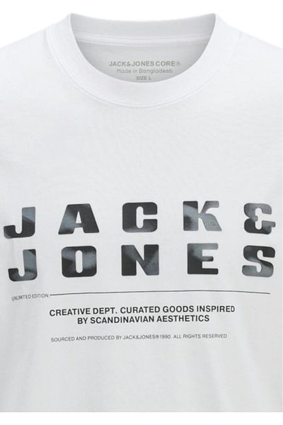 Jack & Jones Tricou JACK & JONES Επαναφορτιζόμενη Μπροστινή Επωνυμία JNR - 12274730-Φωτεινό Λευκό