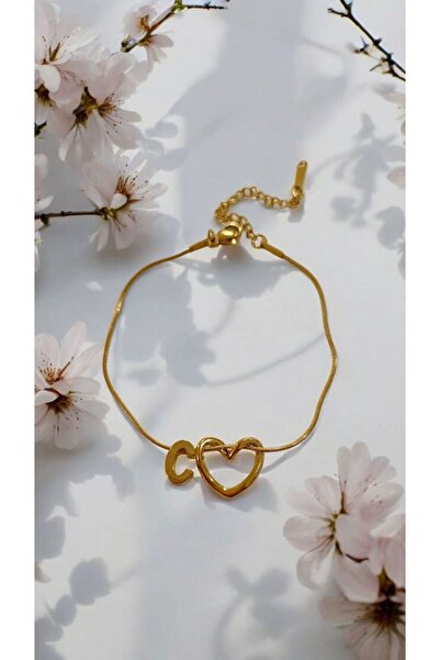 AKSESUARIM Women's Heart Steel Letter Bracelet
