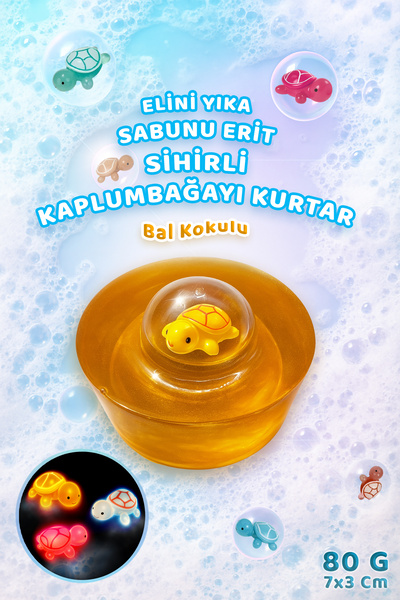 FANTASTİK SANAT ATÖLYESİ Magic Turtle Honey Scented Transparent Soap That Glows in the Dark |   Fun Gift |   80 Grams