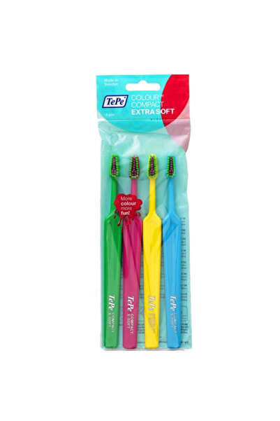 İpana مجموعة فرشاة أسنان تيب سيليكت كولور كومباكت فائقة النعومة مكونة من 4 قطع