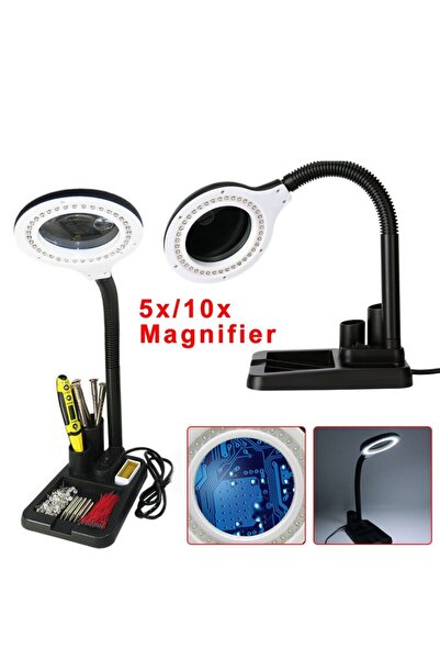 Skygo Flexible 5X /10X 40 LED Lighted Magnifier - Lamp Magnifying Glass Reading - Working Solder Table Lamp A808
