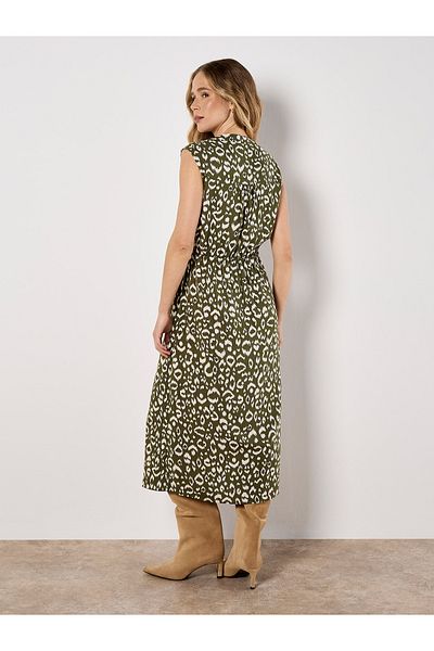 Apricot Midikleid Mit Tiermuster