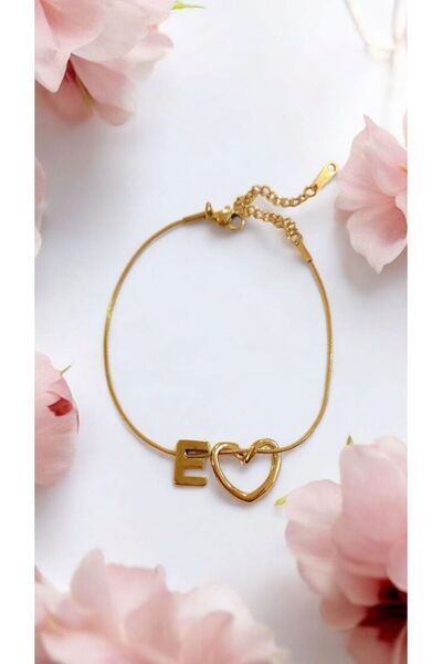 AKSESUARIM Women's Heart Steel Letter Bracelet