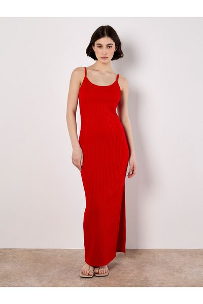 Apricot Maxikleid Aus Geripptem Jersey