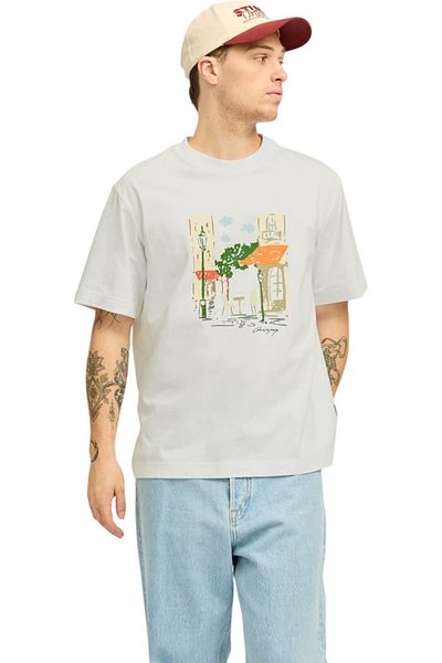 Jack & Jones Tricou JACK & JONES Manchester Sketch - 12273549-Antique White
