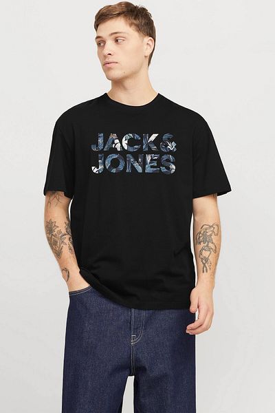 Jack & Jones Λογότυπο Tricou JACK & JONES Bryan Corp - 12268127-Μαύρο