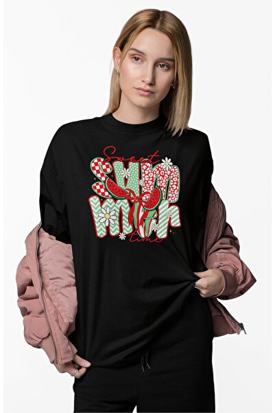 Fuddy Moda Υπερμεγέθη μπλουζάκι με γραμμένο Sweet Summer Time, μπλουζάκι με θ...