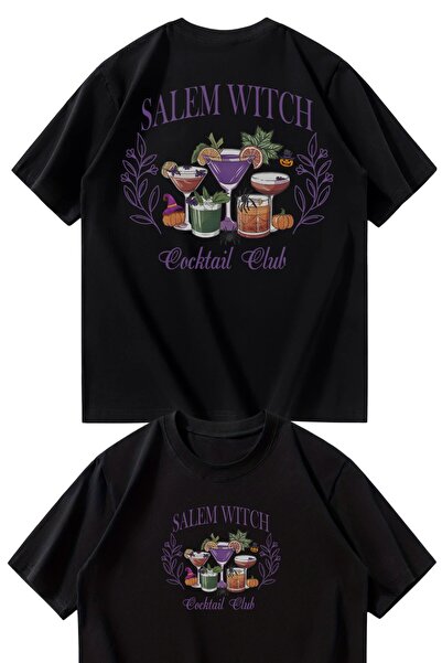 Fuddy Moda Μπλουζάκι με στάμπα πλάτης Oversize Salem Witch Cocktail Club, μπλ...