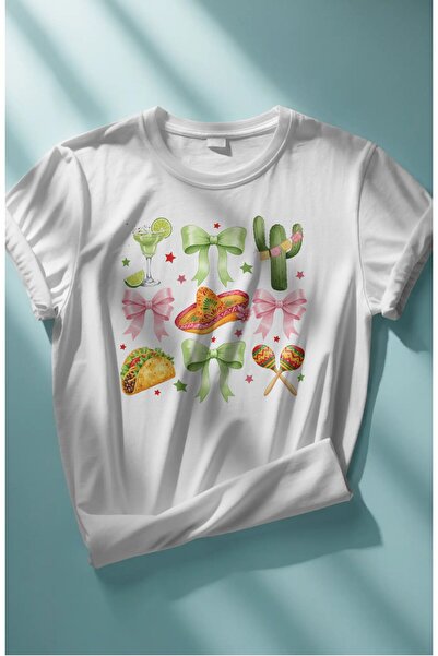 Fuddy Moda Tricou oversize cu panglică imprimată cu cactus, tricou cu decolte...