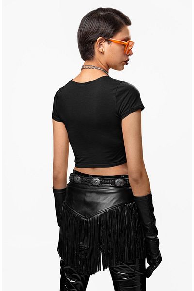 Fuddy Moda The Beatles Printed Crop Top, Women's Rock Band Themed Crop Blouse