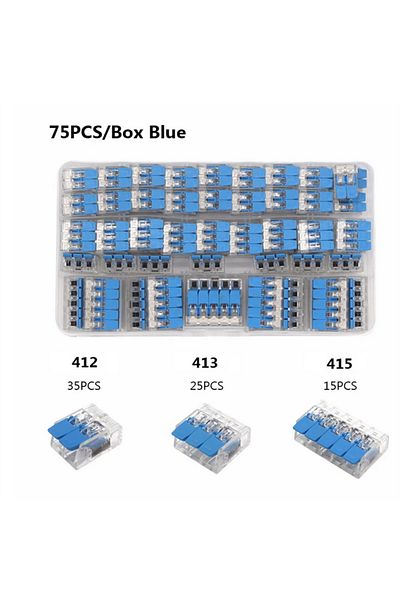 AOKIN blue 75pcs 75Pcs Box Electrical Lever Wire Connectors 2 Pin 3 Pin 5 Pin Electric Cable Clamp Mini Qu