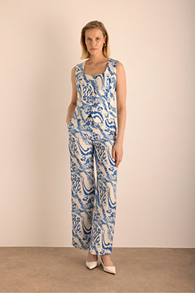 Aker Patterned Viscon Linen Trousers