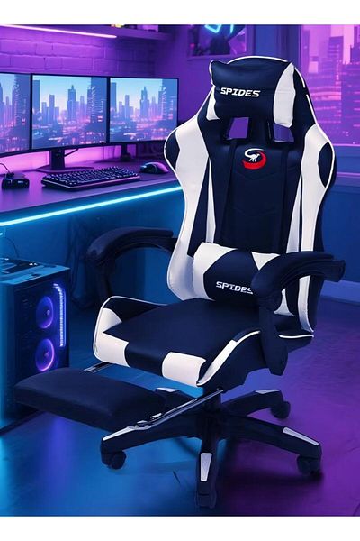 fun zone Ergonomic Gaming Chair with Footrest Computer Gaming Chair Height Adjustable with Footrest 360°