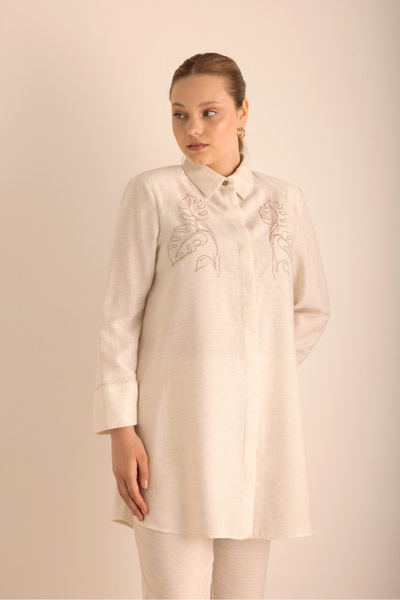 Aker Nakışlı Viscon Keten Tunik