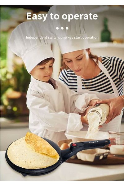 SOKANY Crepe Maker, Non Stick, 20cm Electric Pancake Maker with Batter Spreader SK-5208 Black