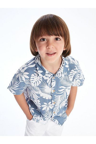 LC Waikiki Lcw Kids Printed Viscose Boys' Shirt and Shorts 2 Pcs