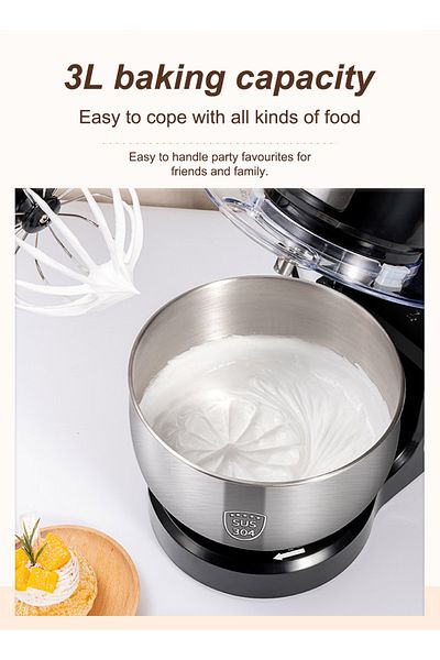 Biwhale Kitchen Stand Mixer Machine, 3L, 6 Speed Settings, Easy Mixing & Kneading, SC-205A Black