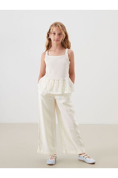 LC Waikiki Lcw Kids Elastic Waist Pleated Girls' Trousers
