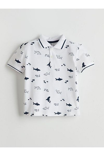 LC Waikiki Lcw Kids Polo Neck Printed Baby Boy T-Shirt and Shorts 2-Piece Set