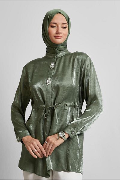Alvina Satin Tunic with Tie Waist 45610