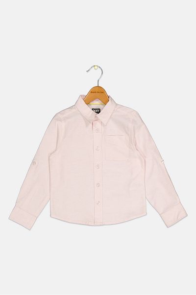 Dkny Kids Boy Regular Fit Solid Long Sleeves Casual Shirt, Pink