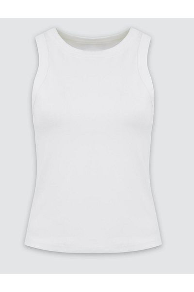 Jimmy Key White Round Neck Slim Fit Sleeveless Knitted Tank Top