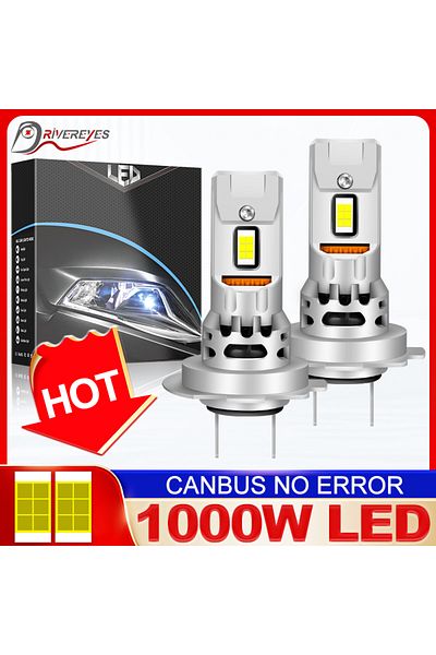 Choice H7 WHITE Drivereyes 1000W Power H7 LED Canbus Car Headlight Bulbs 5570 CSP Chips 6000K Mini Diode 1: