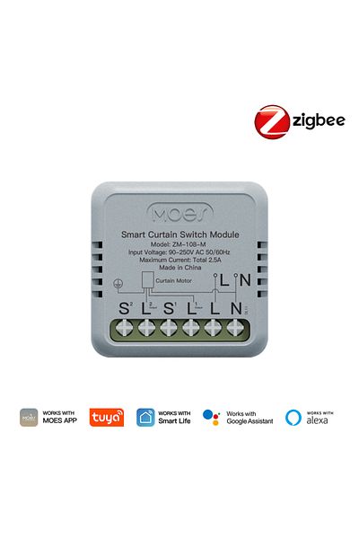MOES ZigBee 1 PC Tuya WiFi/ZigBee Smart Curtain Switch Mini Module For Rocker Reset Switch, App Remo