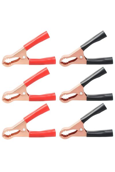 AOKIN 6pcs 6 Pcs 50A Insulated Alligator Clips Metal Alligator Clips Black & Red Heavy Duty Battery Charge