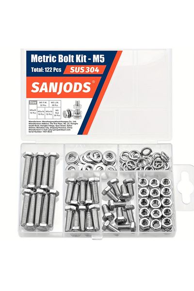 Choice M5 Bolts Kit-122 Pcs M4 M5 M6 Metric Bolt Kit Stainless Steel Assortment Set with Hex Head Bolts Nut