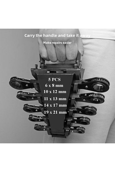 Choice 5PCS Rapid Ratchet Wrench Open Double Head Two-way Ratchet Wrench Dual-Purpose Automatic Plum Blosso