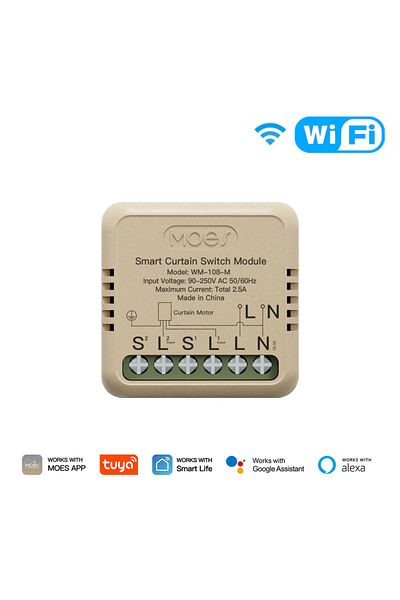 MOES WiFi 1 PC Tuya WiFi/ZigBee Smart Curtain Switch Mini Module For Rocker Reset Switch, App Remote