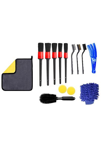 Choice 14 pcs Detailing Brush Set Car Cleaning Brushes Washing Glove Towel Sponge For Car Leather Air Vents