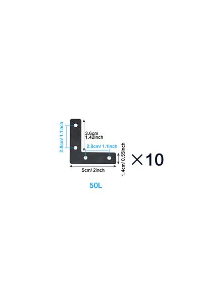 Choice 50mm(2inch)-10pcs 10pcs, L Flat Brackets,Corner Bracket Black Corner Brace Mending Plate Repair 40/5