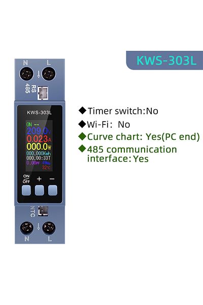 Choice KWS-303L KWS-303 Tuya WiFi Power Meter 2P AC Energy Meter APP Control 85-290V/40A Voltage Current Me