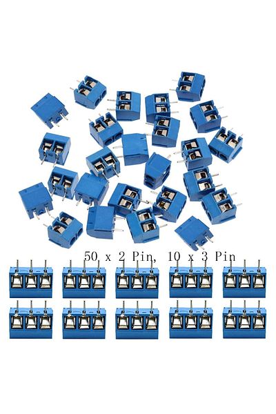 AOKIN mix 60pcs 60pcs 5mm Pitch 2 Pin & 3 Pin PCB Mount Screw Terminal Block Connector for Arduino (50 x 2