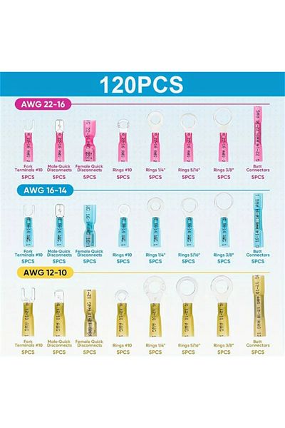 Choice1 120PCS 120/250pcs Heat Shrink Wire Connectors Waterproof Automotive Electrical Terminals Kit Crimp C