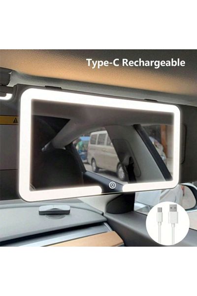Choice WHITE HD Mirror Car LEDMakeup Mirror Three Gear Adjustment Sun Visor Plate Interior RearMirror Dimma