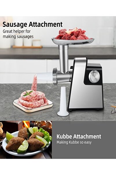 ET-LIFE Meat Mincer/Grinder/Kibbeh Maker, 2800W, MG-S6, Black, Stainless steel blade